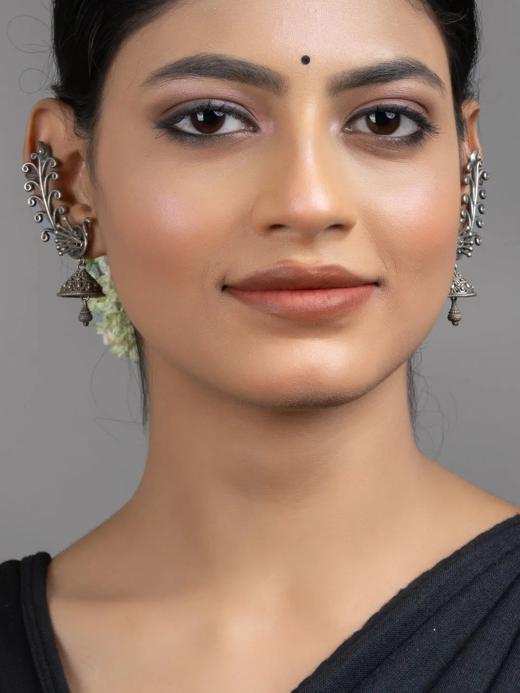 Oxidized Silver Peacock Jhumka Earrings - Lookandadorn.com