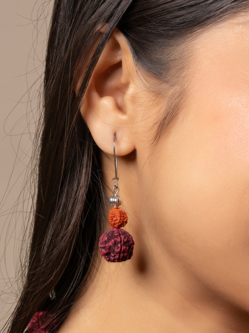 Handmade Amulet Design German Silver Necklace with Rudraksh Beads Jewelry Set