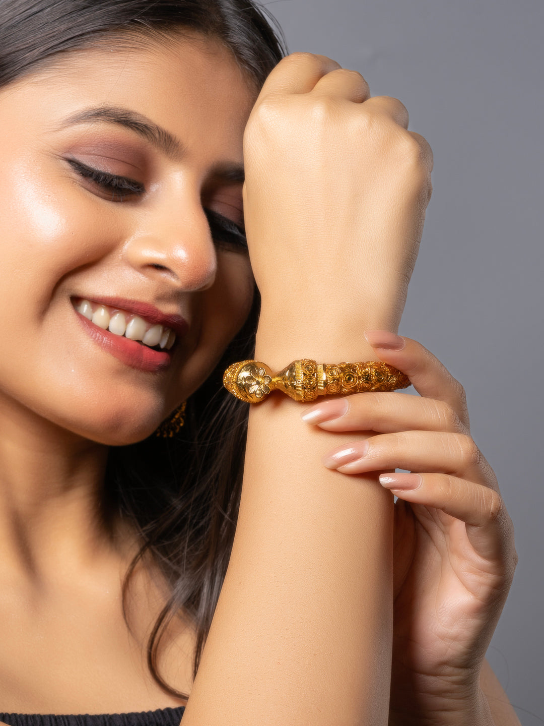 22K Gold Plated Adjustable Golap Bala Bangle LOOK AND ADORN - designed for you
