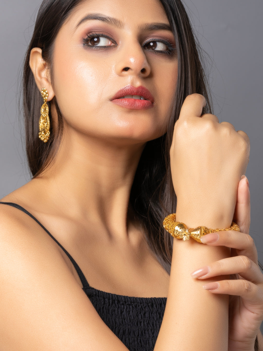 22K Gold Plated Adjustable Golap Bala Bangle LOOK AND ADORN - designed for you