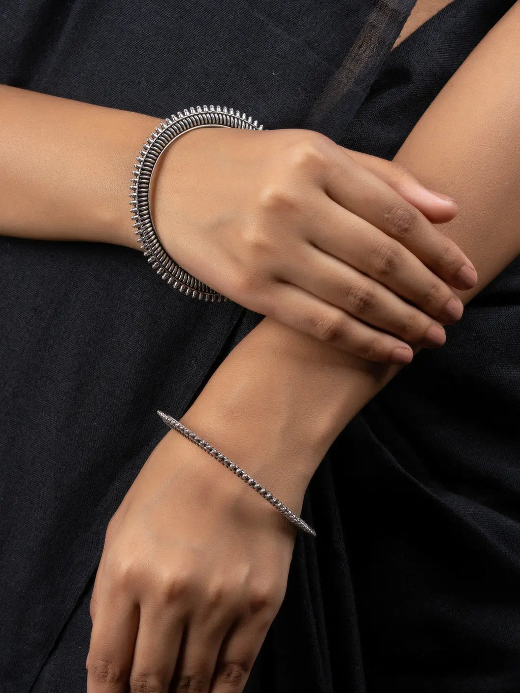 German Silver Bangle set of 2 - Lookandadorn.com