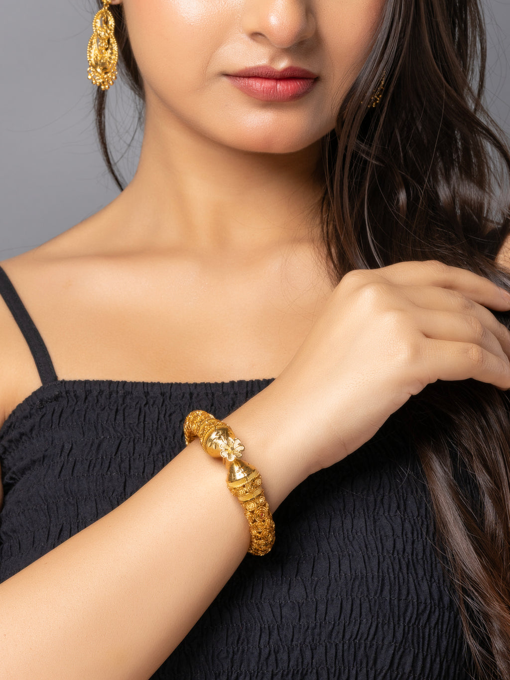 22K Gold Plated Adjustable Golap Bala Bangle LOOK AND ADORN - designed for you