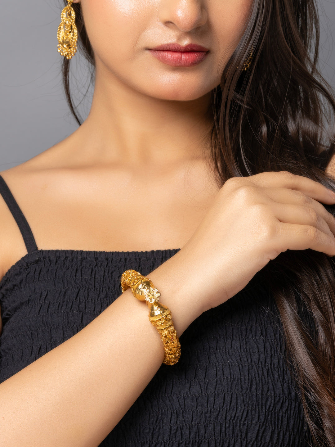 22K Gold Plated Adjustable Golap Bala Bangle LOOK AND ADORN - designed for you