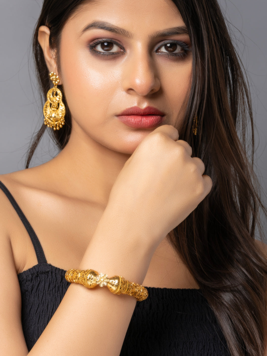 22K Gold Plated Adjustable Golap Bala Bangle LOOK AND ADORN - designed for you