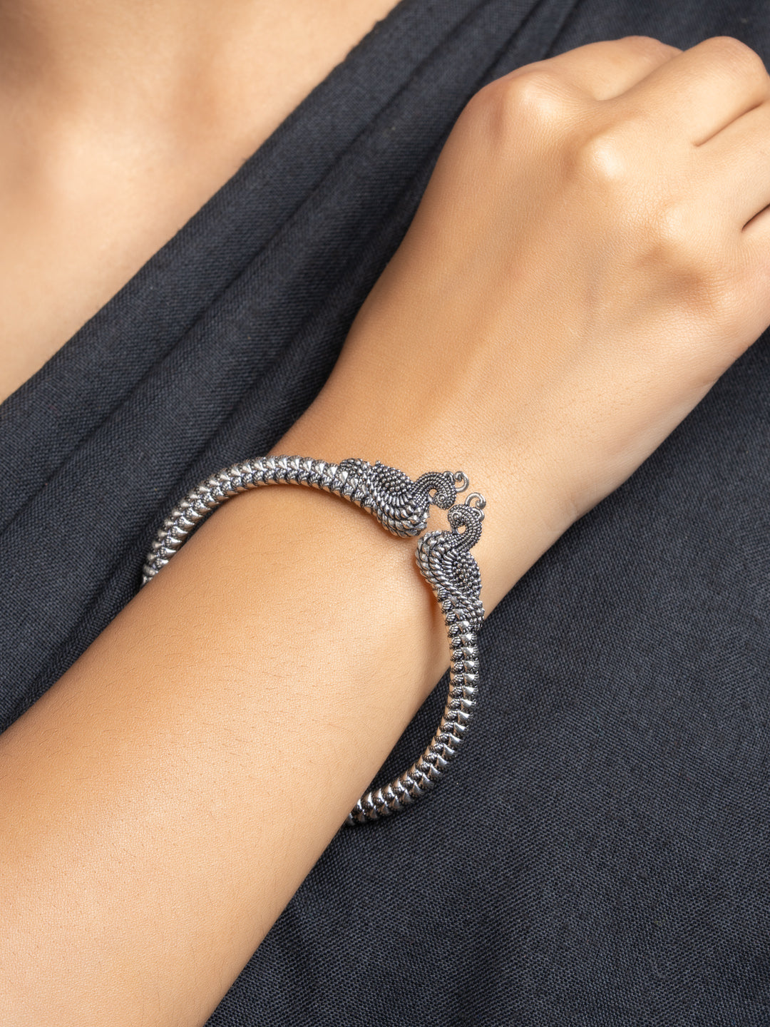 German Silver Peacock Bangle - Lookandadorn.com