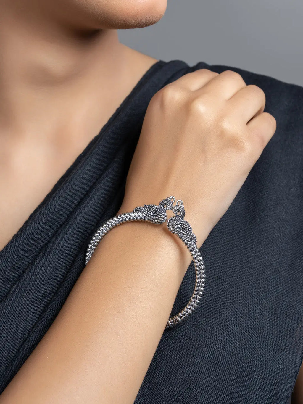 German Silver Peacock Bangle - Lookandadorn.com