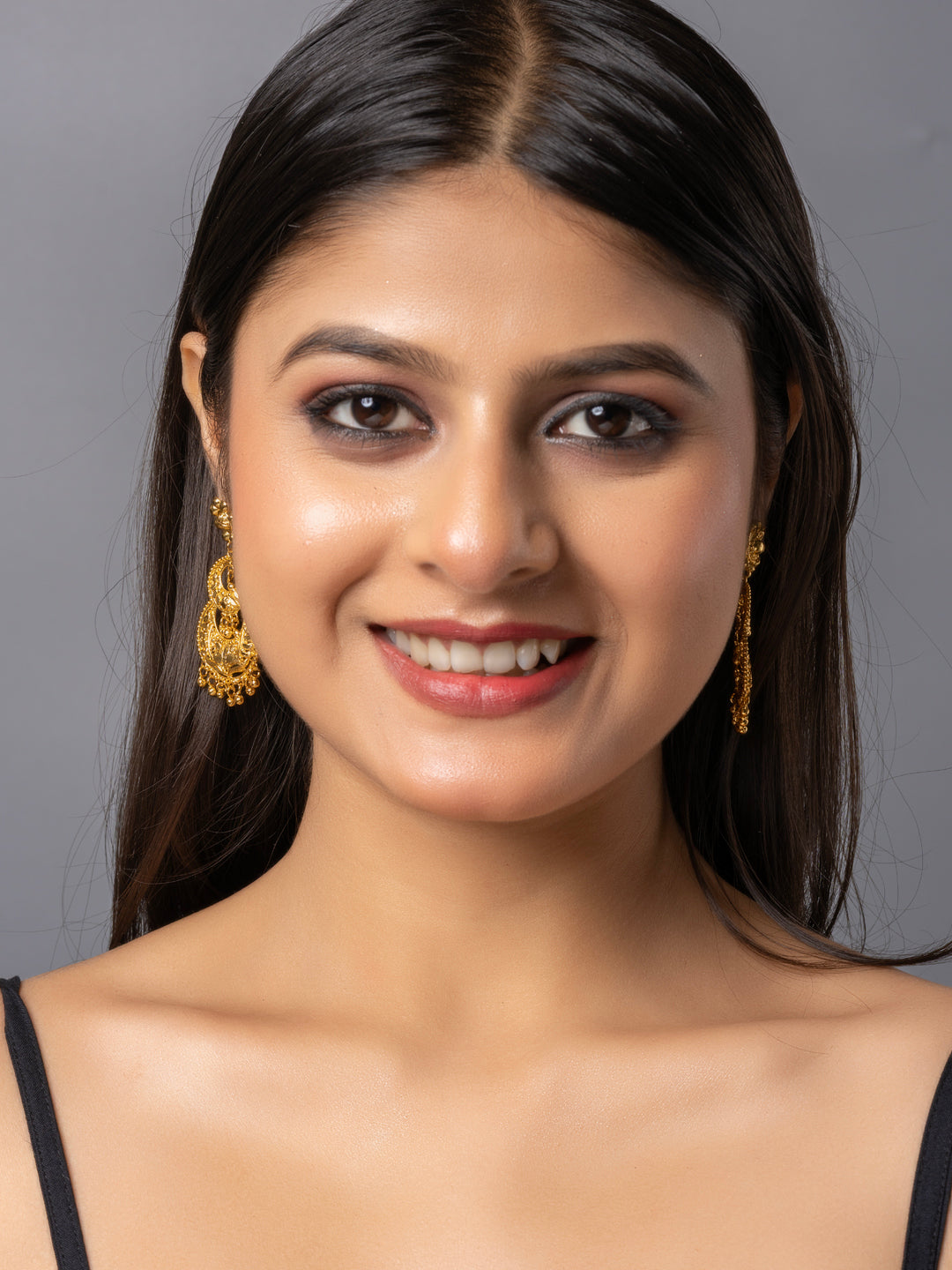 22K Gold Plated Floral Chandbali Earring LOOK AND ADORN - designed for you