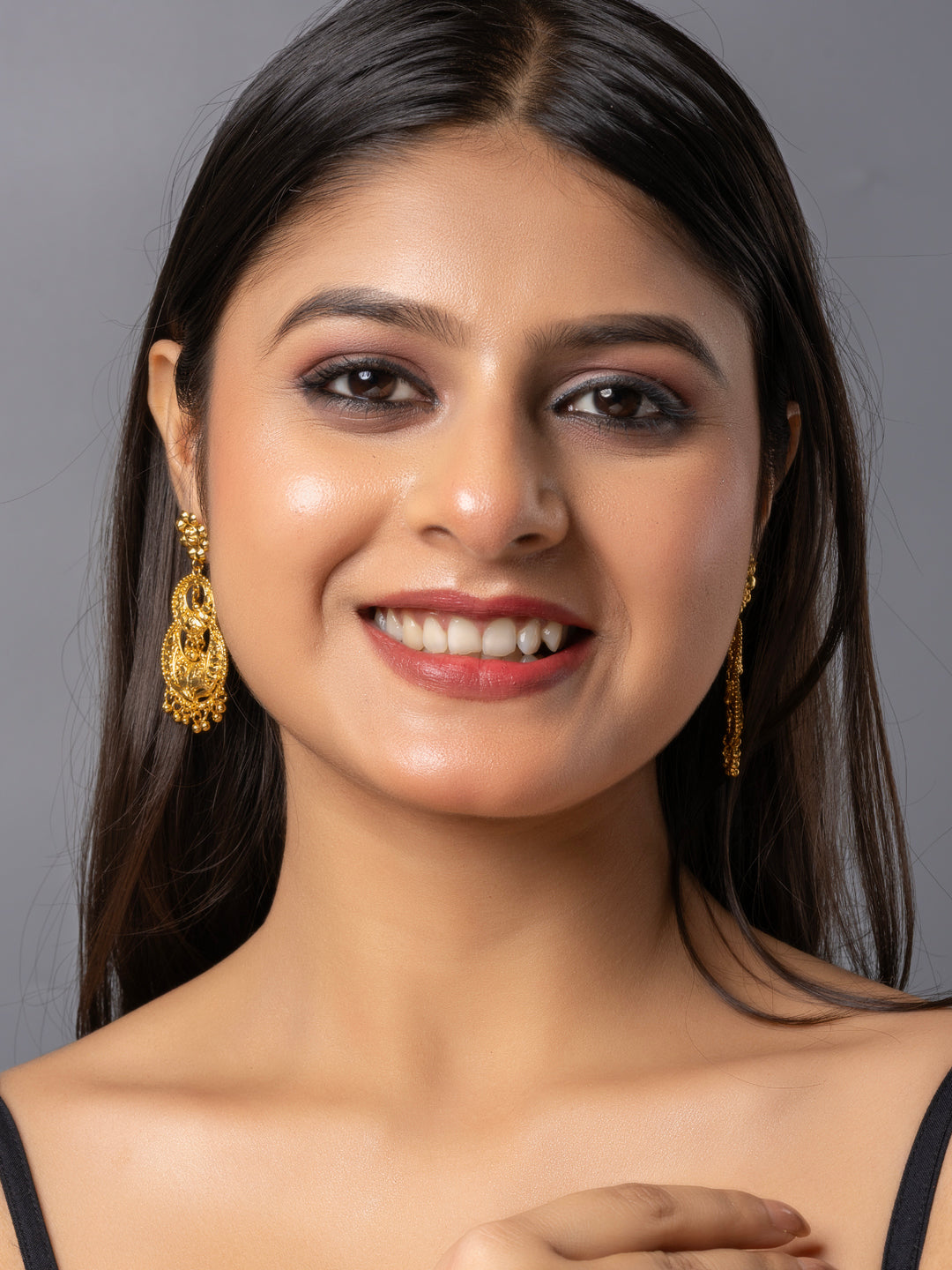 22K Gold Plated Floral Chandbali Earring LOOK AND ADORN - designed for you