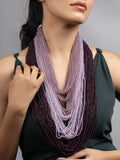 Multi-Layered Czech Bead Statement Necklace in 5 Shades of Purple - Lookandadorn.com