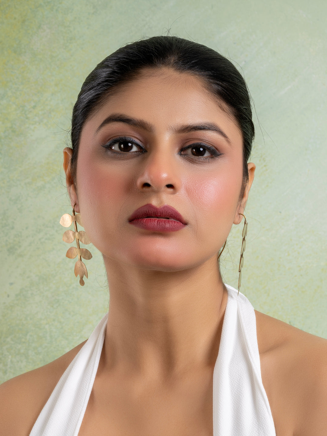 Golden Brass Leaf Earring