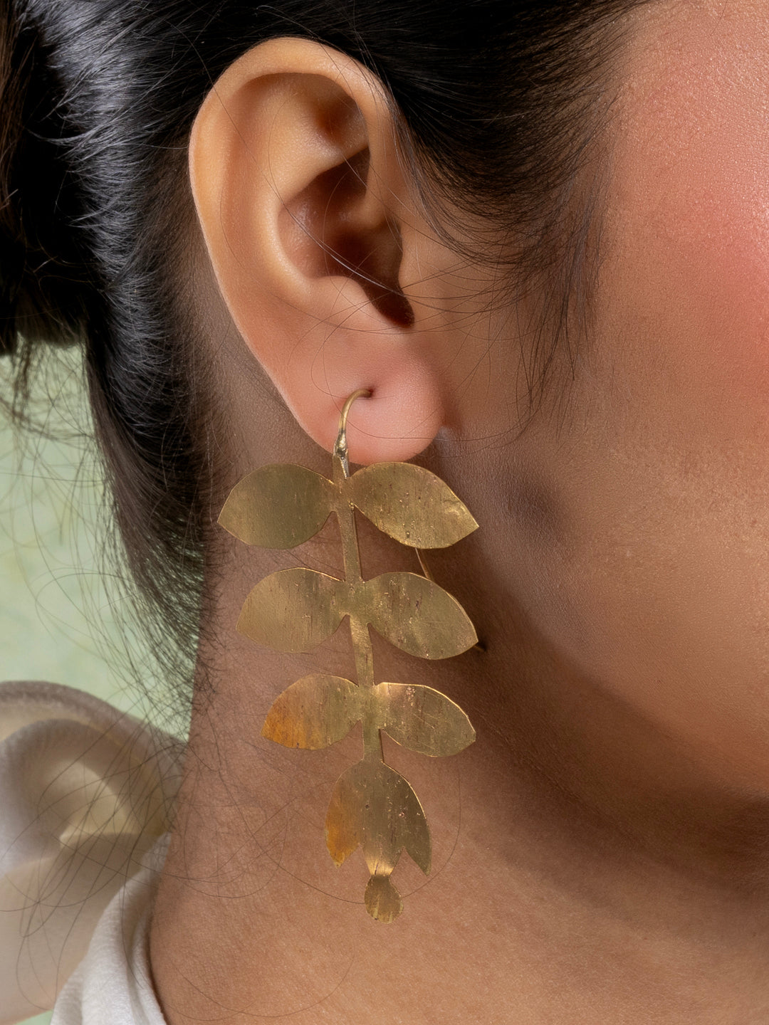 Golden Brass Leaf Earring