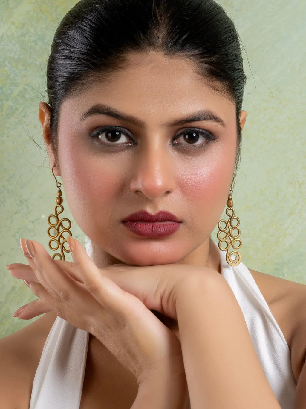 Golden Brass Dokra Spiral Earring LOOK AND ADORN - designed for you
