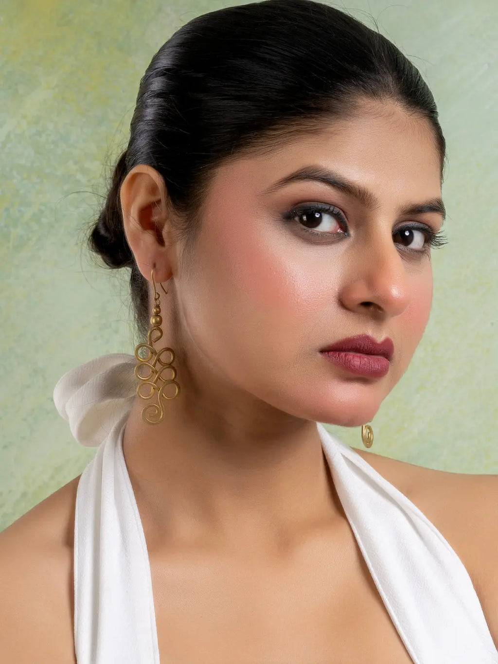 Golden Brass Dokra Spiral Earring LOOK AND ADORN - designed for you