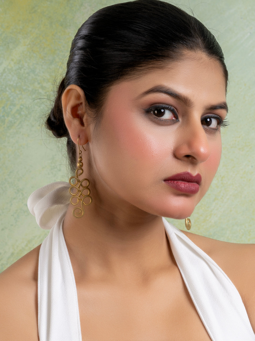 Golden Brass Dokra Spiral Earring