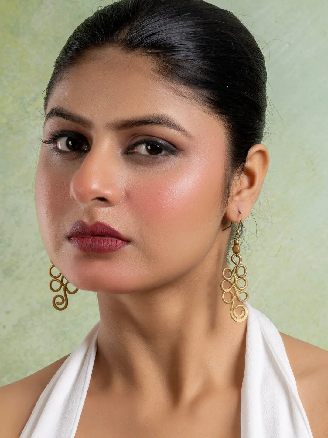 Golden Brass Dokra Spiral Earring LOOK AND ADORN - designed for you