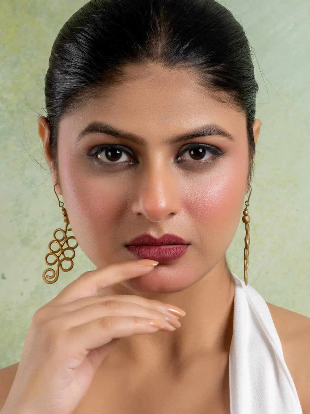 Golden Brass Dokra Spiral Earring LOOK AND ADORN - designed for you