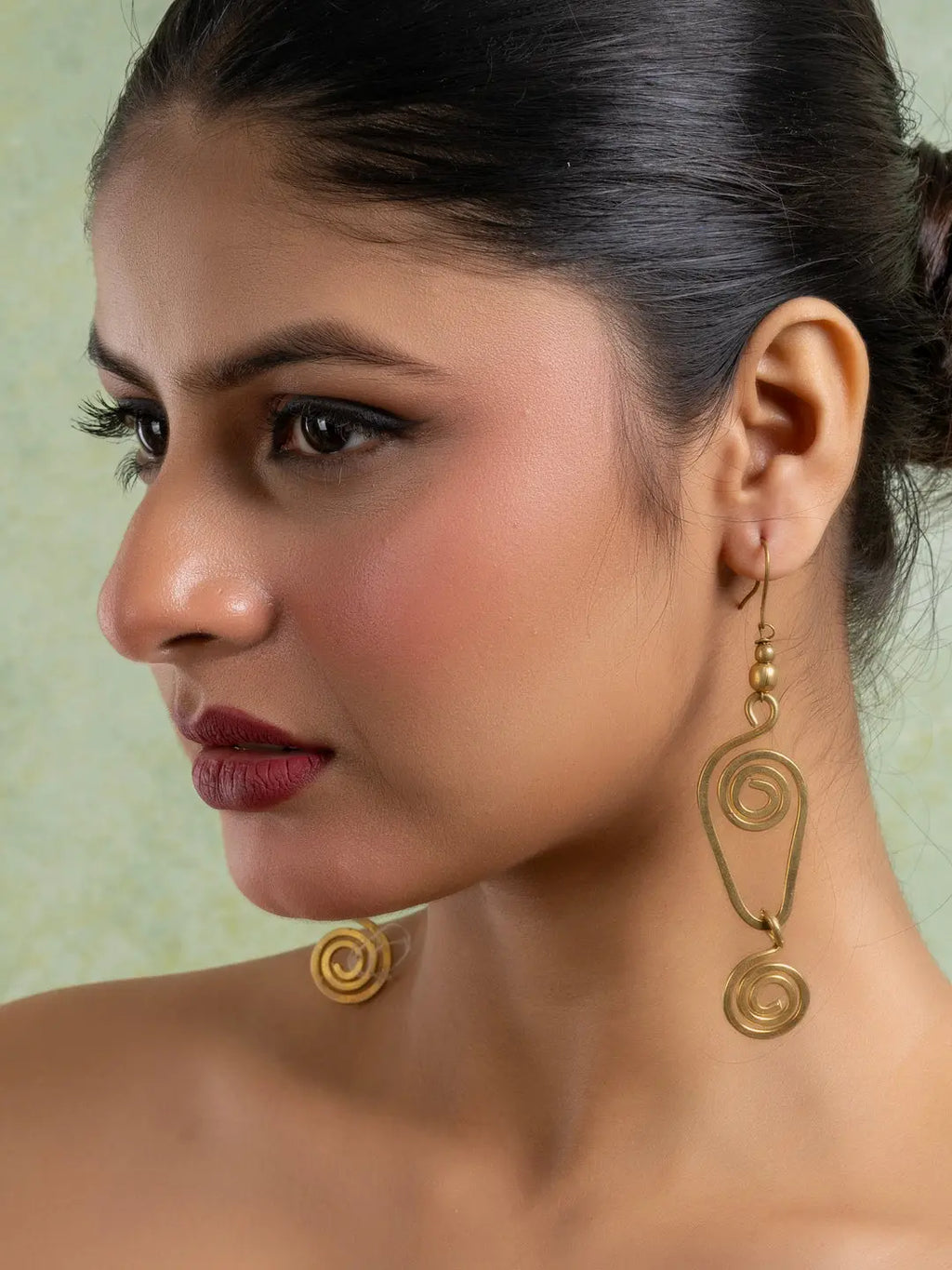 Golden Dokra Brass Spiral Earring LOOK AND ADORN - designed for you