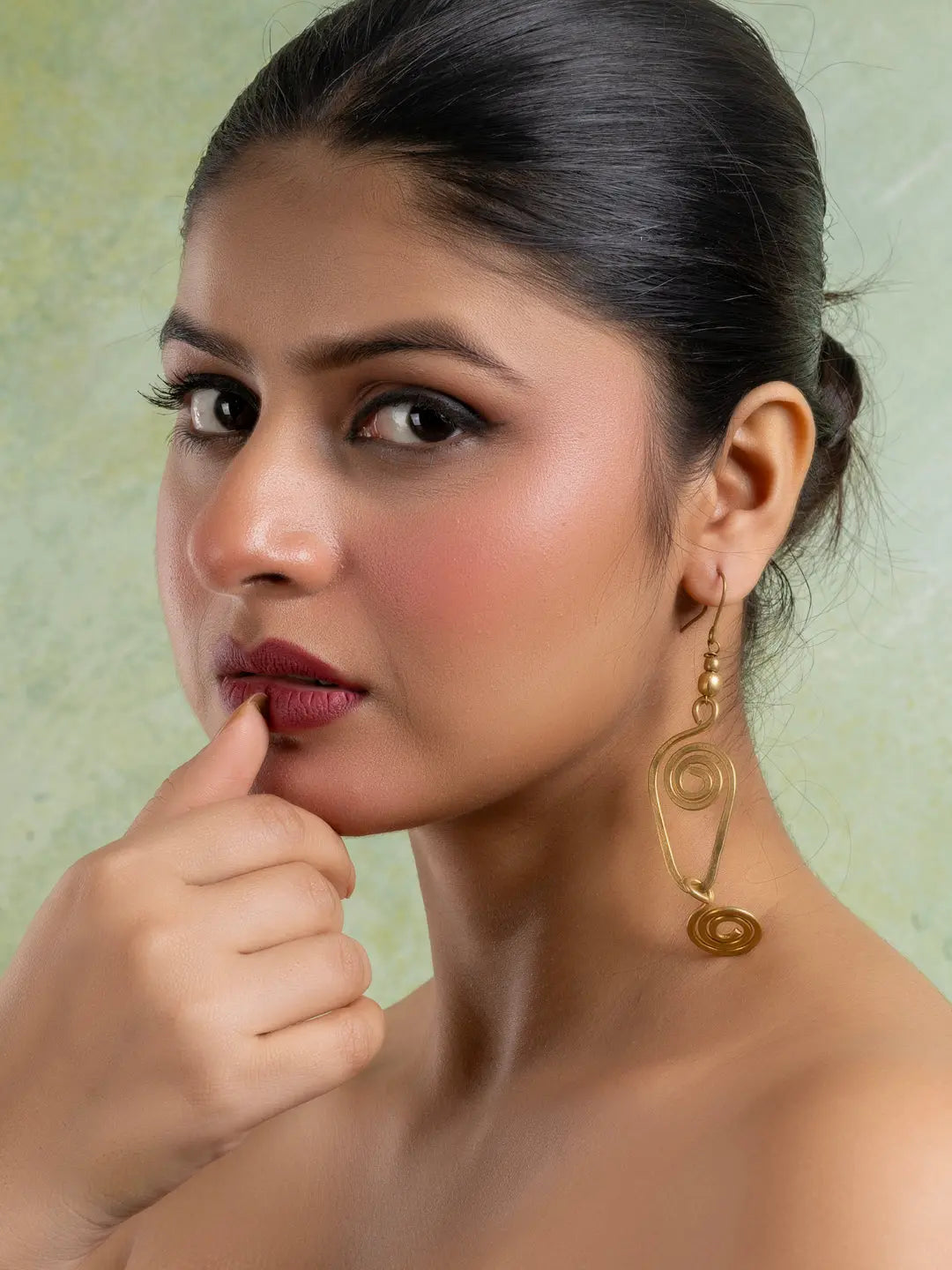 Golden Dokra Brass Spiral Earring LOOK AND ADORN - designed for you