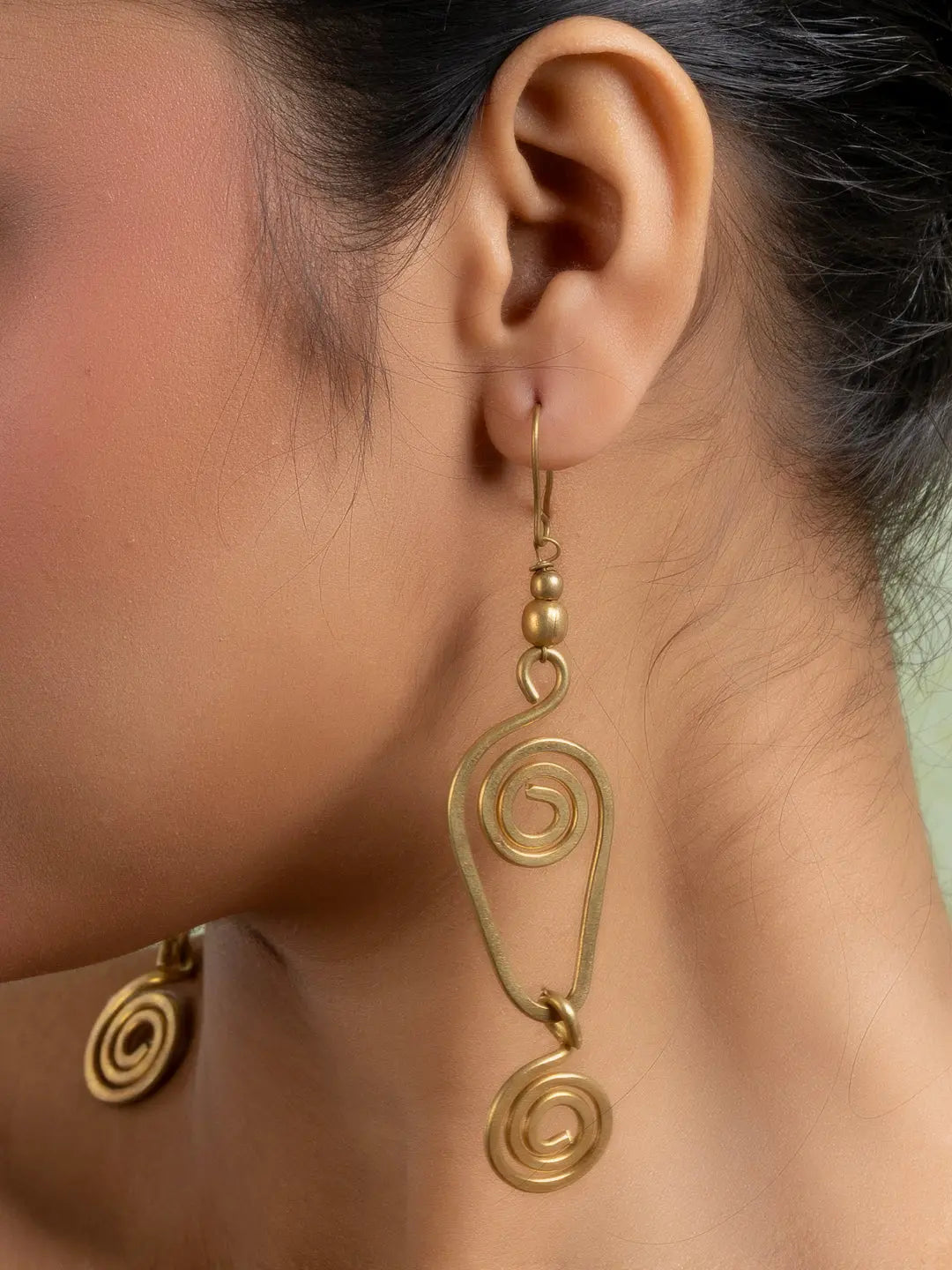 Golden Dokra Brass Spiral Earring LOOK AND ADORN - designed for you