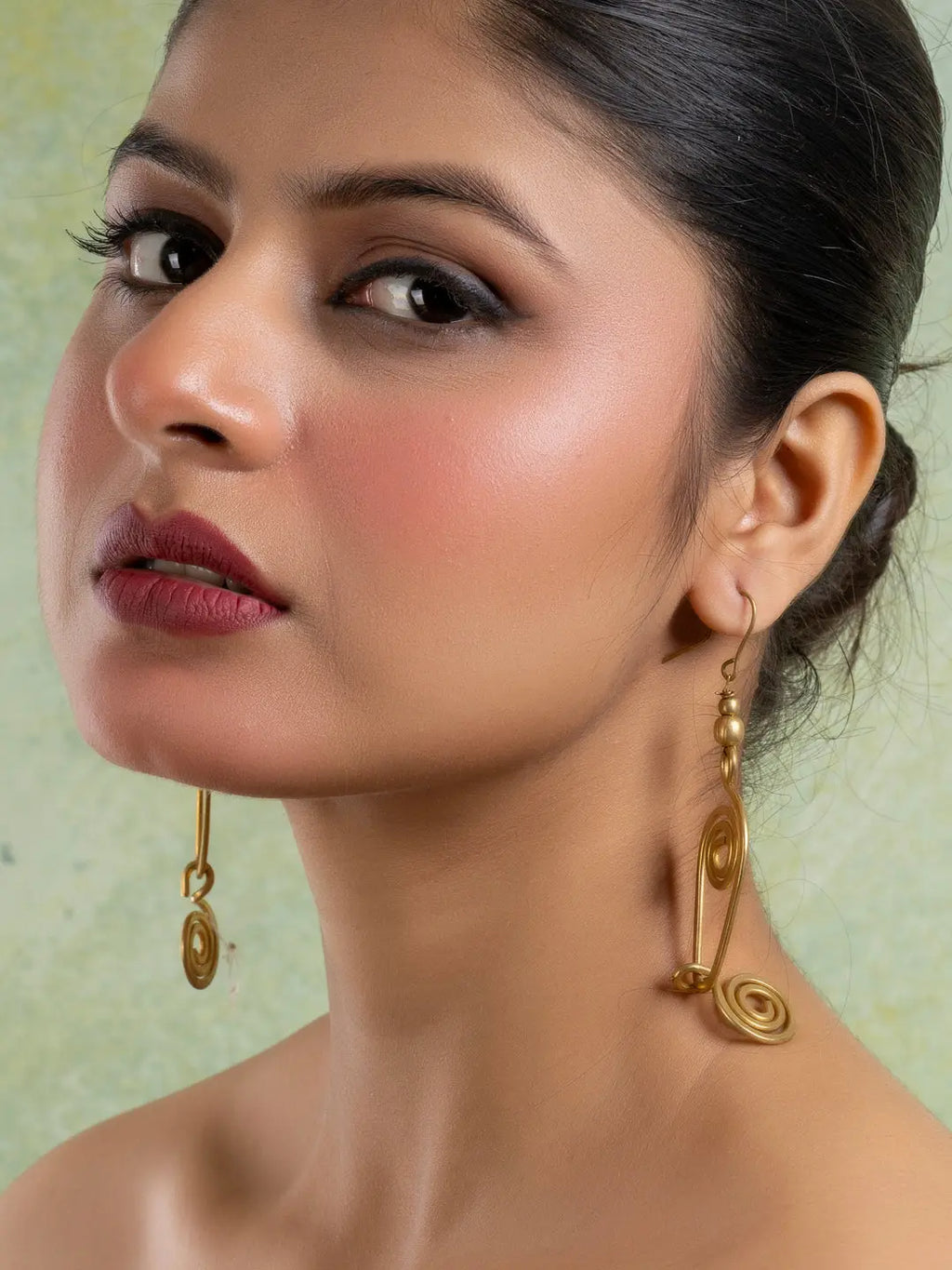 Golden Dokra Brass Spiral Earring LOOK AND ADORN - designed for you