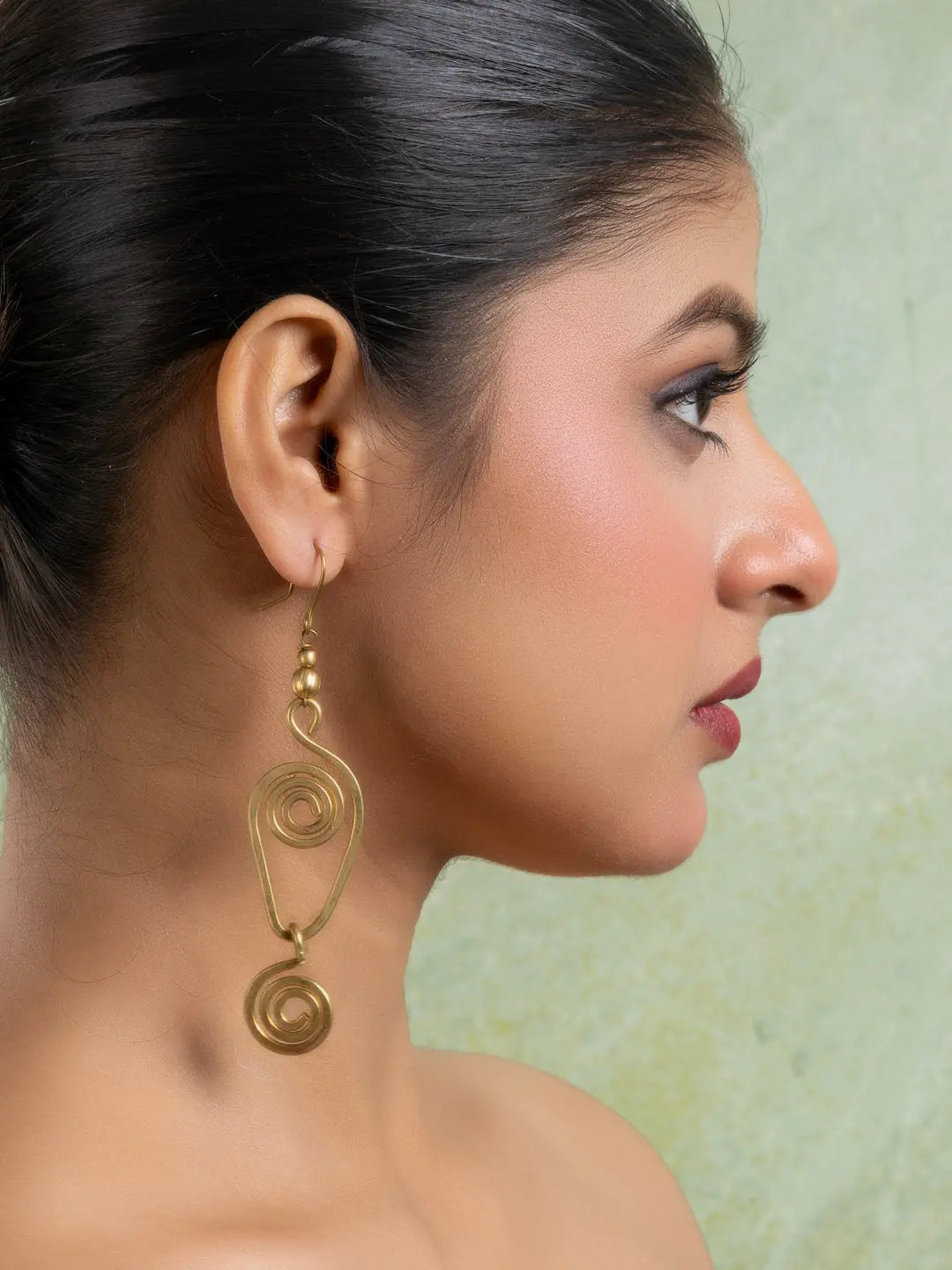 Golden Dokra Brass Spiral Earring LOOK AND ADORN - designed for you