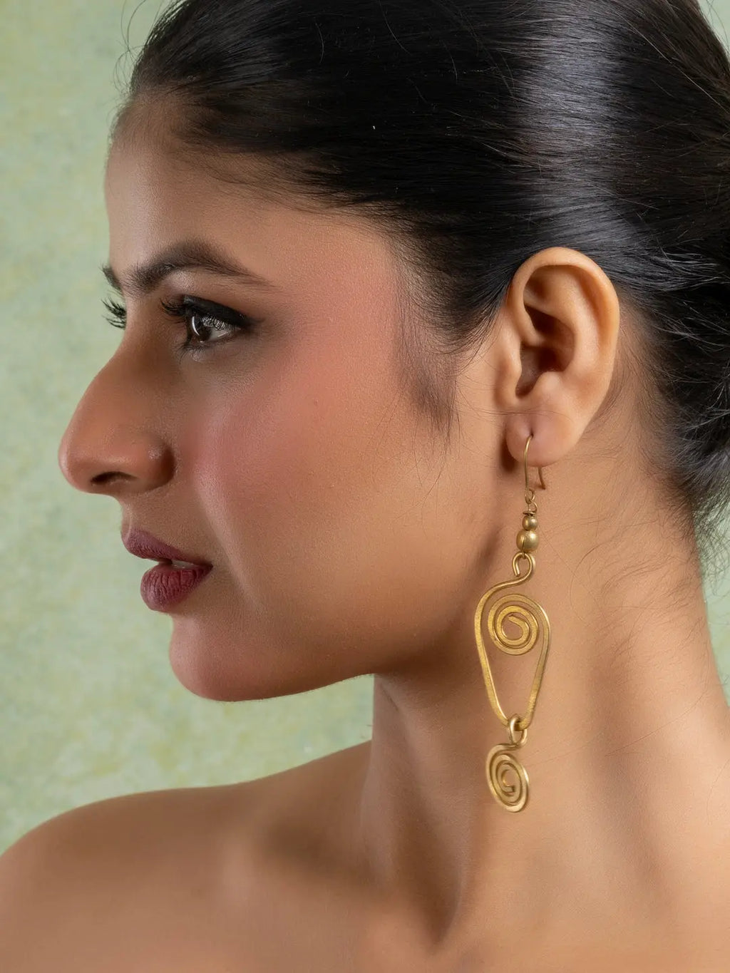 Golden Dokra Brass Spiral Earring LOOK AND ADORN - designed for you