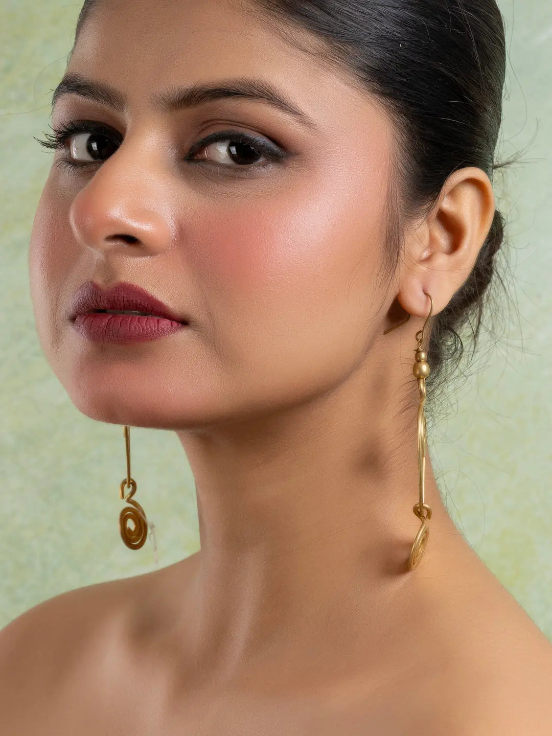 Golden Dokra Brass Spiral Earring LOOK AND ADORN - designed for you