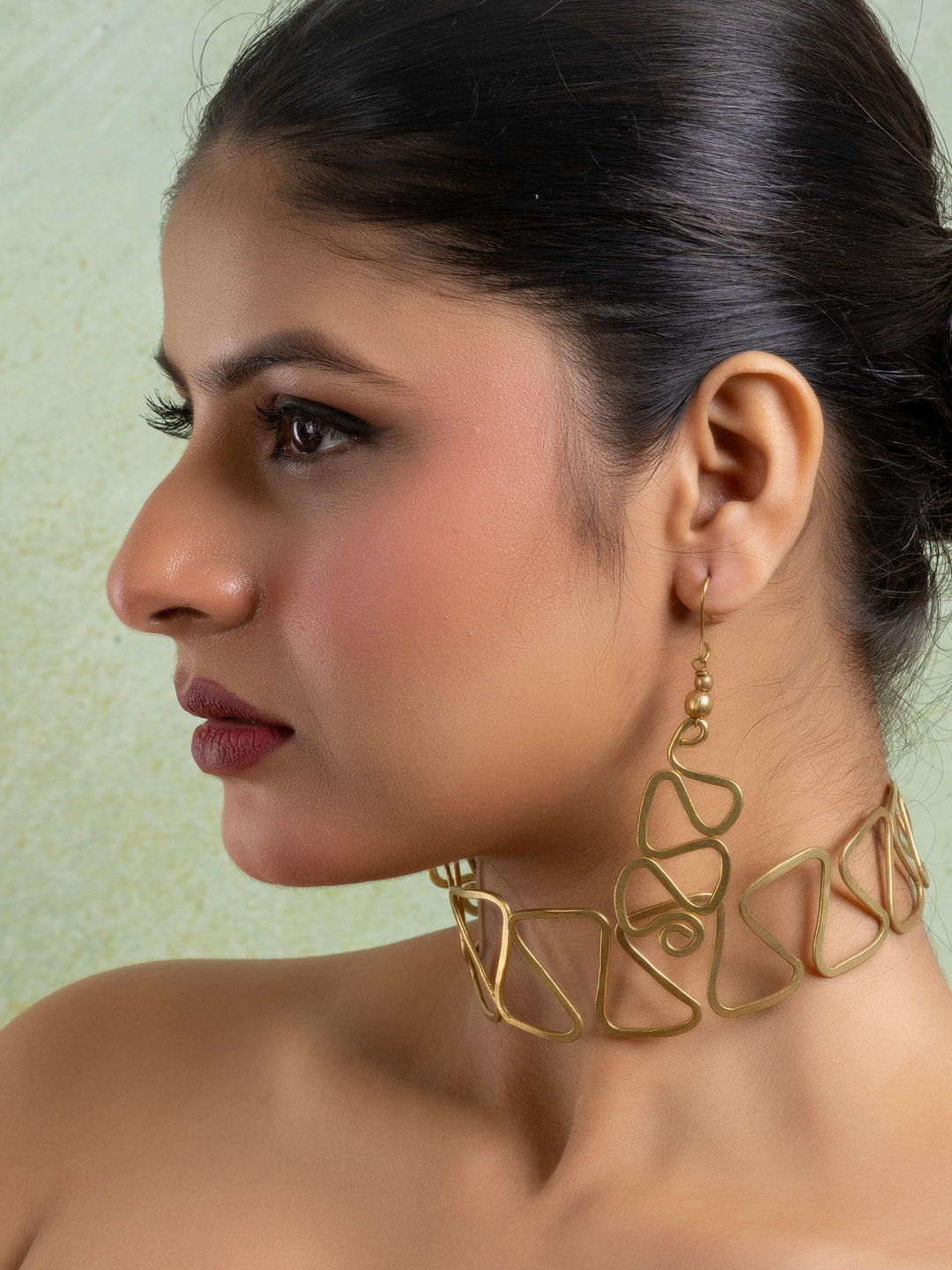 Golden Dokra Brass Choker Necklace set with Earring