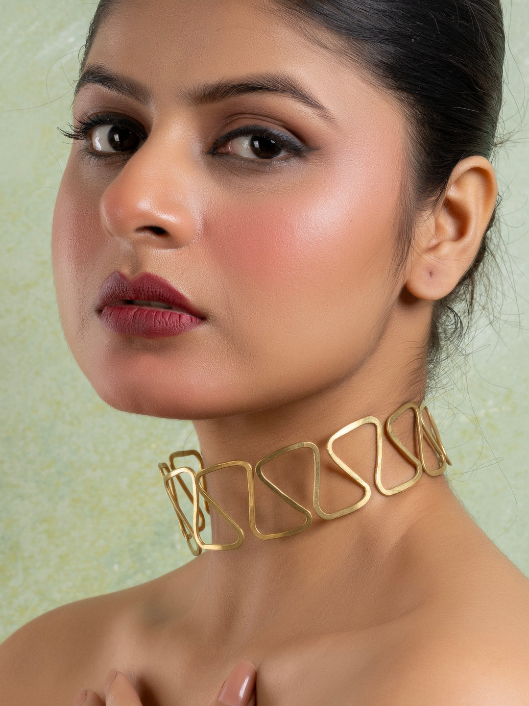 Golden Brass Dokra Choker Necklace