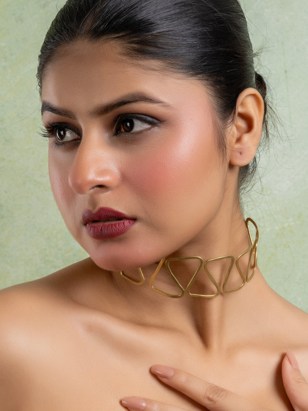 Golden Brass Dokra Choker Necklace