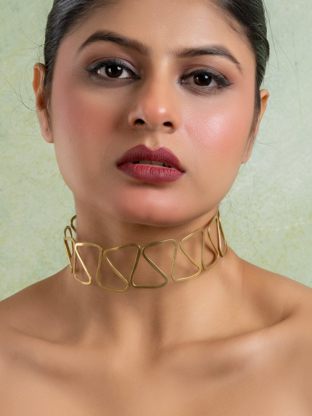 Golden Brass Dokra Choker Necklace