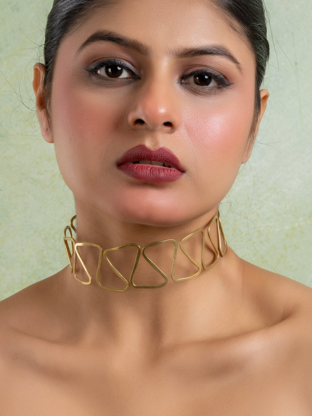 Golden Brass Dokra Choker Necklace