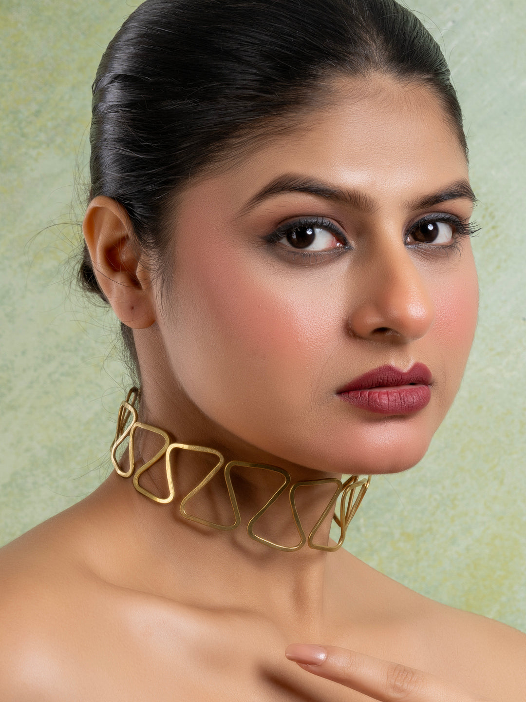 Golden Brass Dokra Choker Necklace