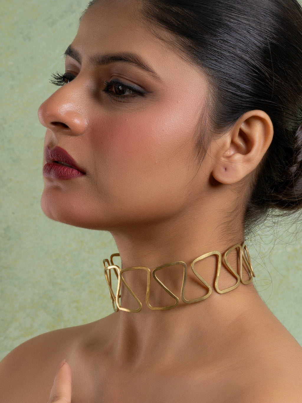 Golden Brass Dokra Choker Necklace