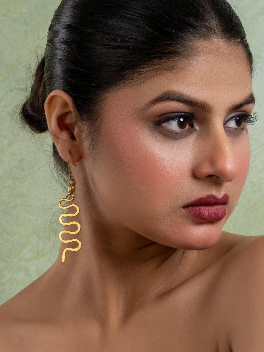 Golden Brass Dokra Spiral Earring