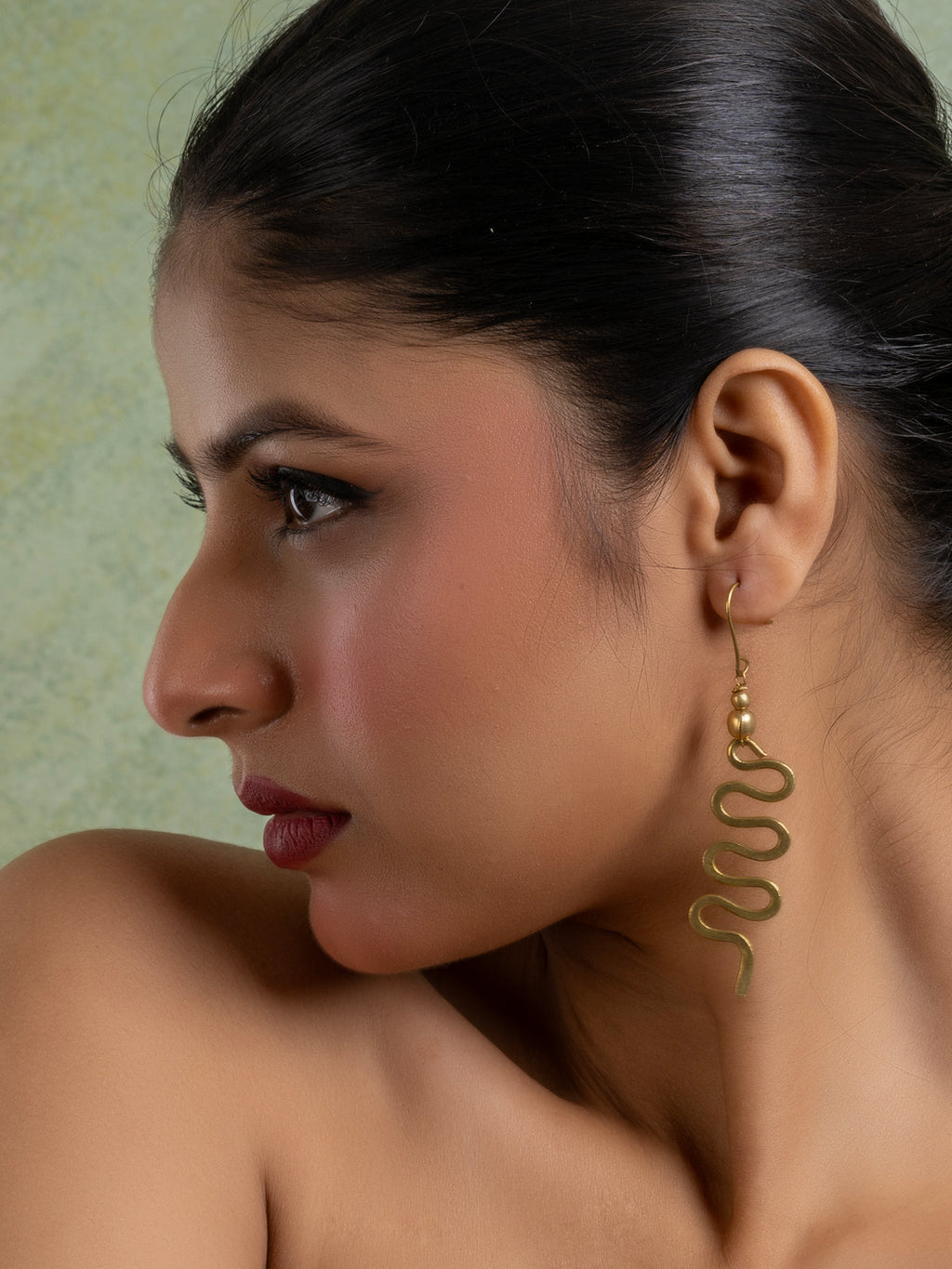 Golden Brass Dokra Spiral Earring