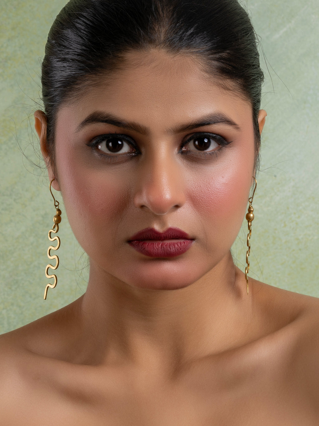 Golden Brass Dokra Spiral Earring