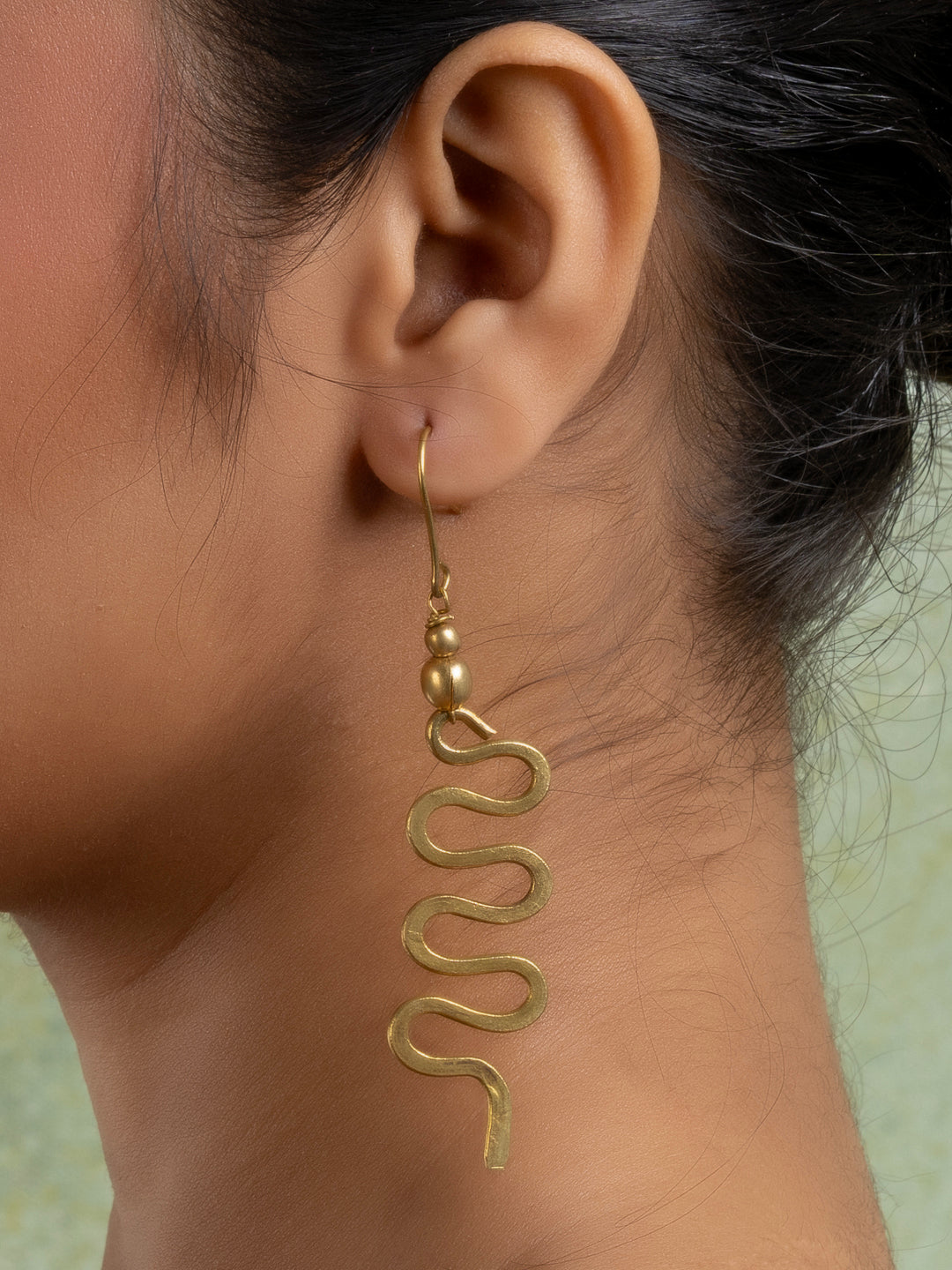 Golden Brass Dokra Spiral Earring