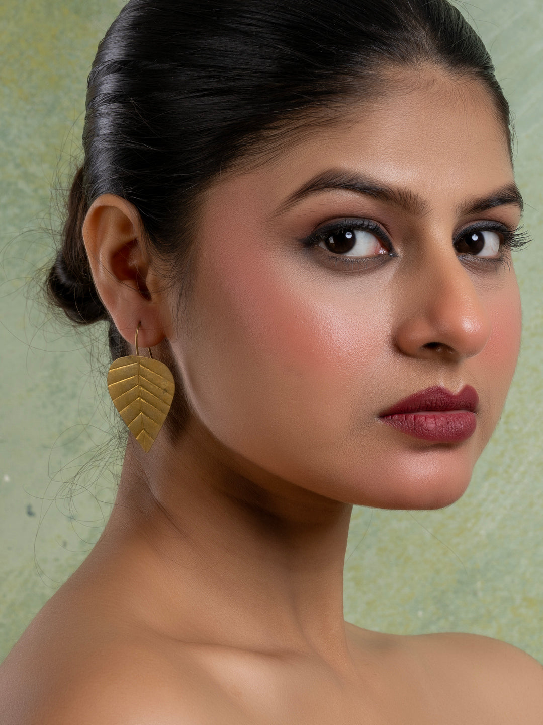 Golden Brass Leaf Earring