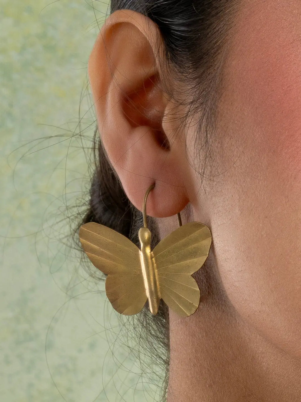 Golden Brass Butterfly Earring LOOK AND ADORN - designed for you