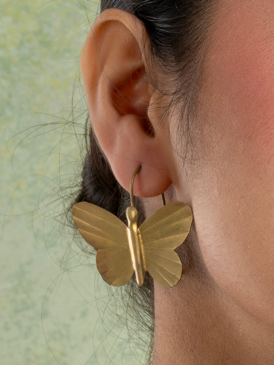 Golden Brass Butterfly Earring