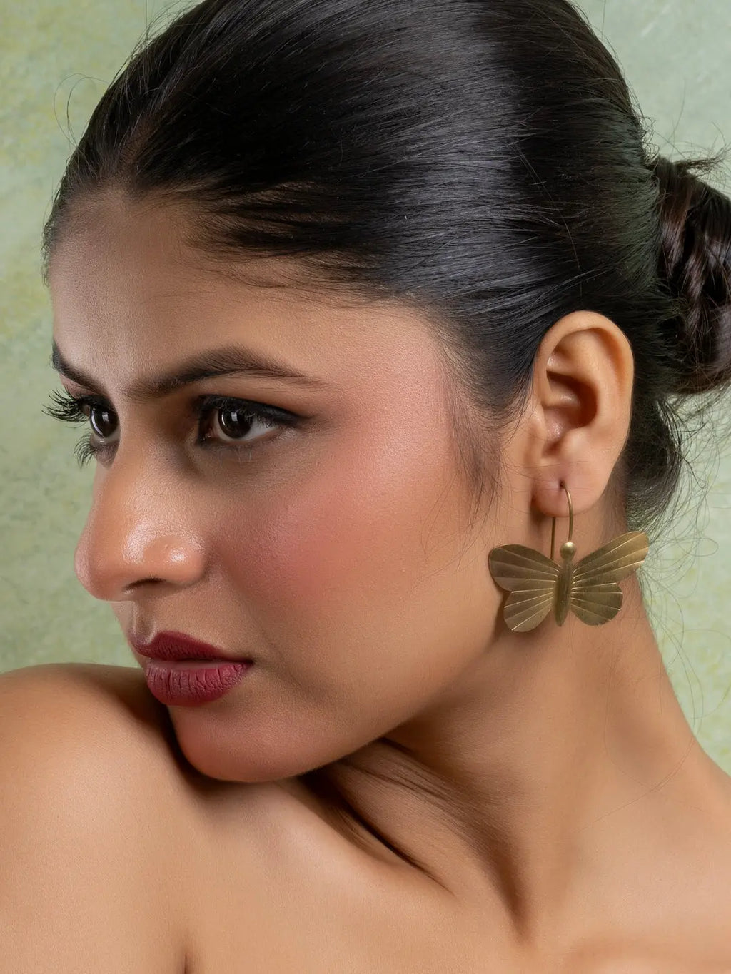 Golden Brass Butterfly Earring LOOK AND ADORN - designed for you