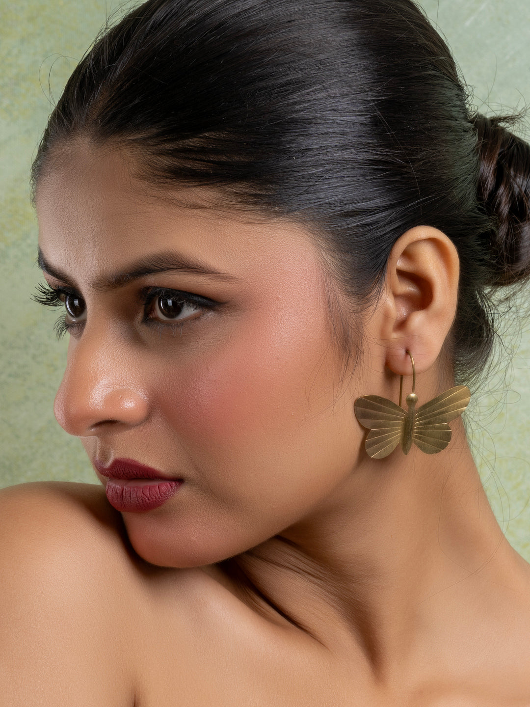 Golden Brass Butterfly Earring