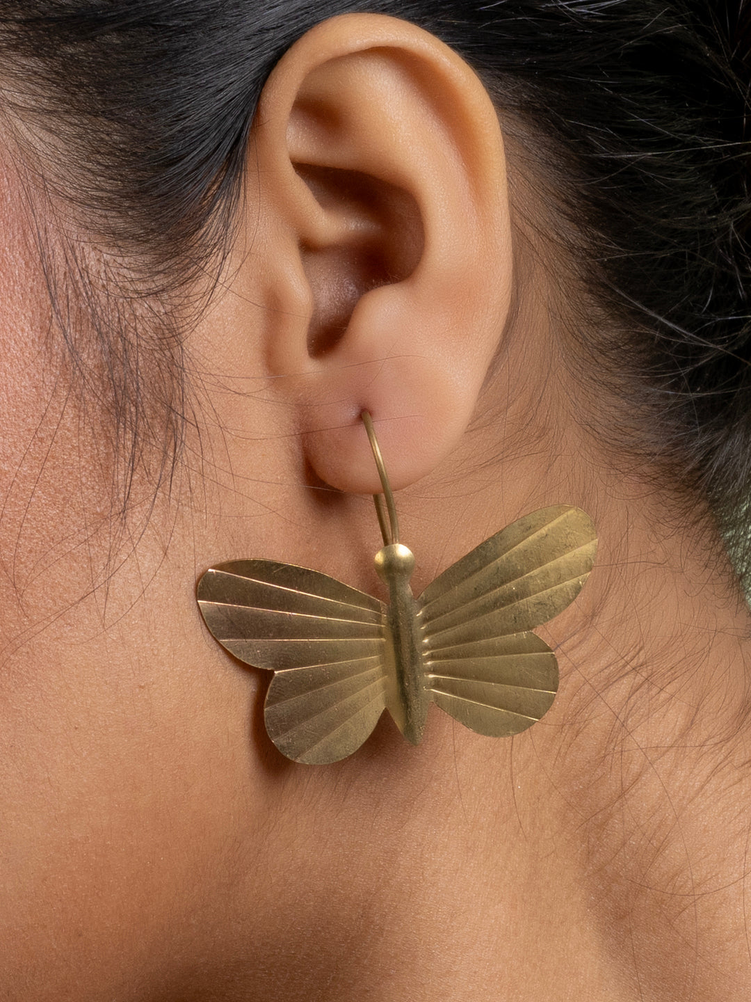 Golden Brass Butterfly Earring