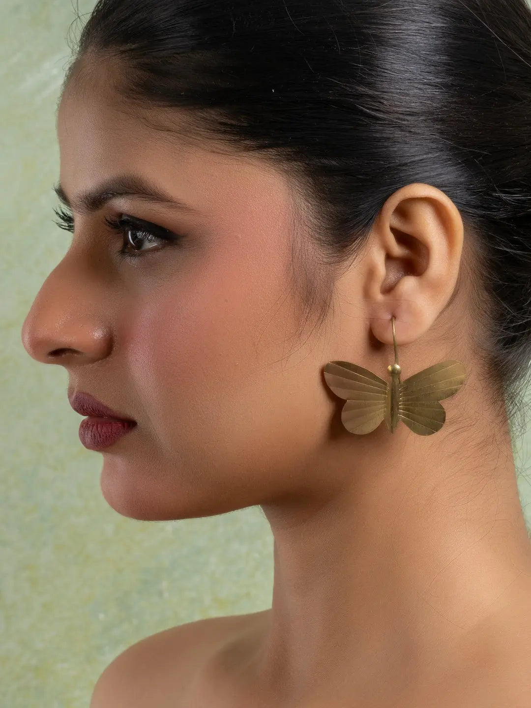 Golden Brass Butterfly Earring LOOK AND ADORN - designed for you