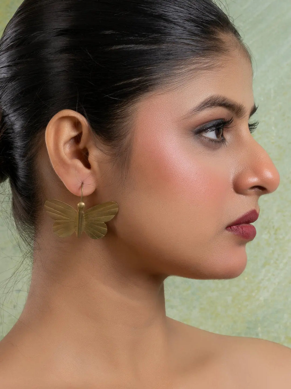 Golden Brass Butterfly Earring LOOK AND ADORN - designed for you
