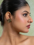 Golden Brass Hexagonal Stud Earring LOOK AND ADORN - designed for you