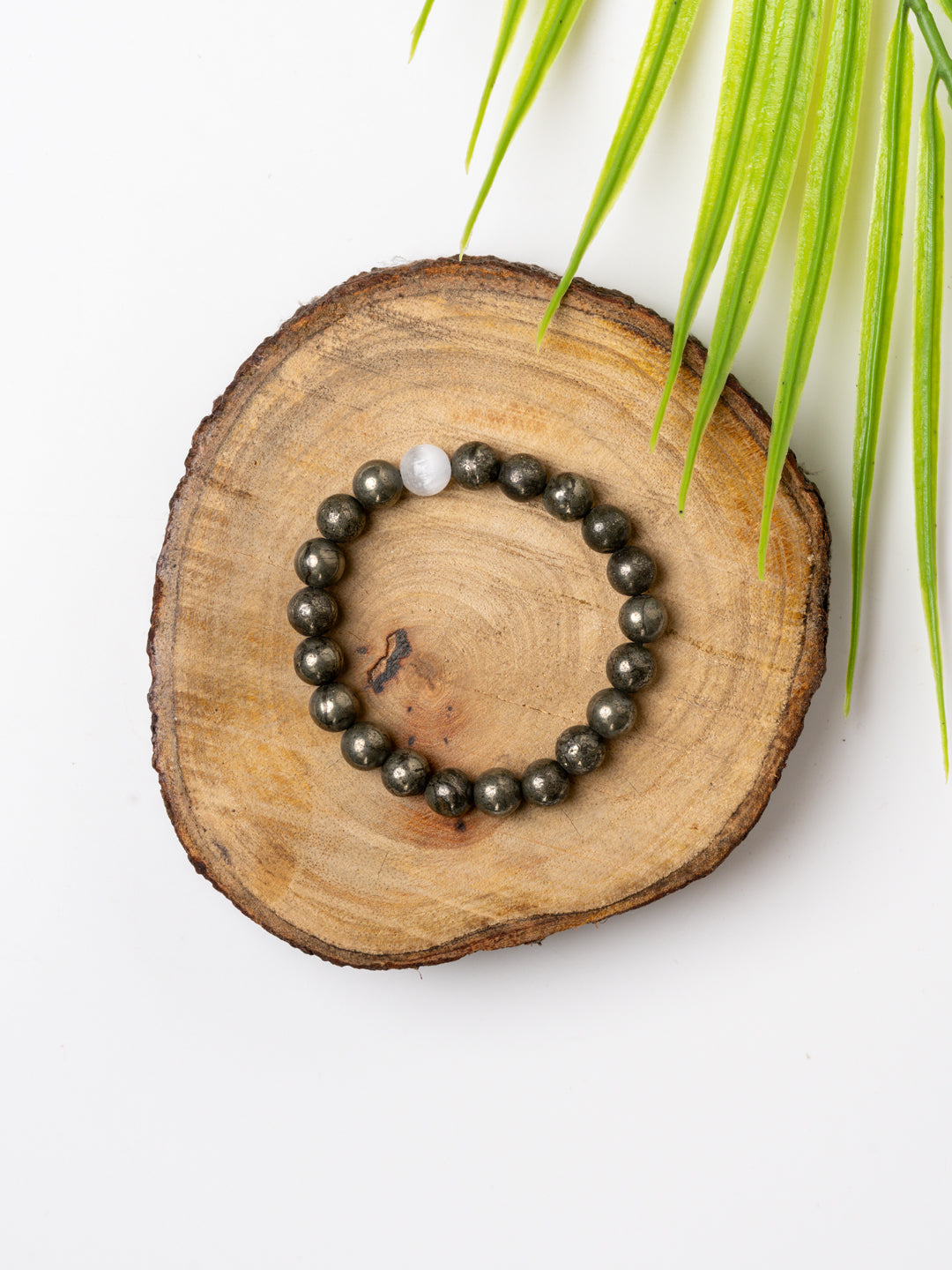 Natural Raw Pyrite with Self Recharge Selenite Bracelet