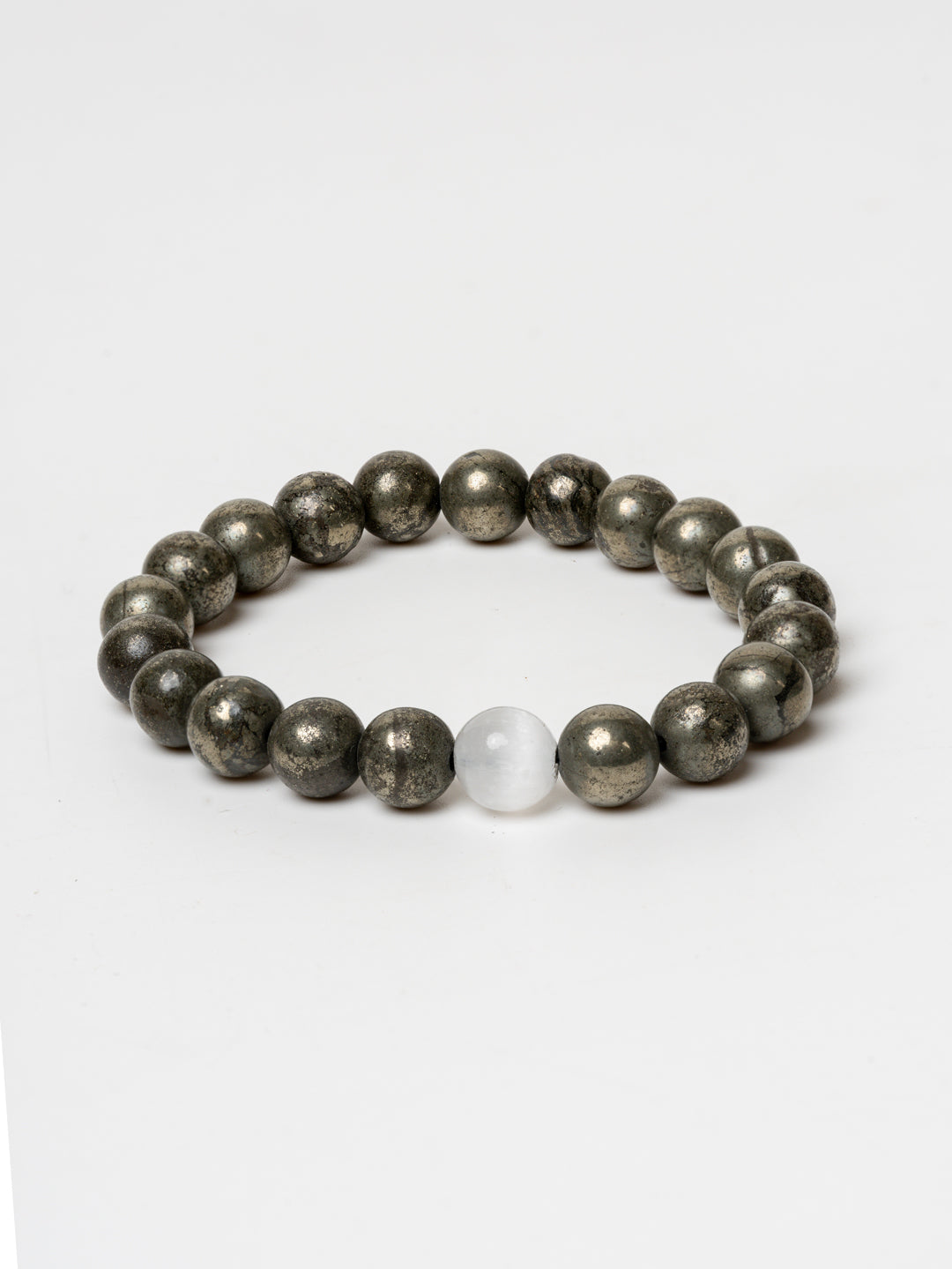 Natural Raw Pyrite with Self Recharge Selenite Bracelet