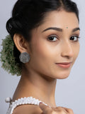 Oxidized Silver Ten Paise Stud Earring LOOK AND ADORN - designed for you